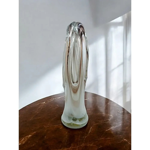 Hand Blown Art Glass Sculpture Brown, White, Clear - Picture 1 of 8